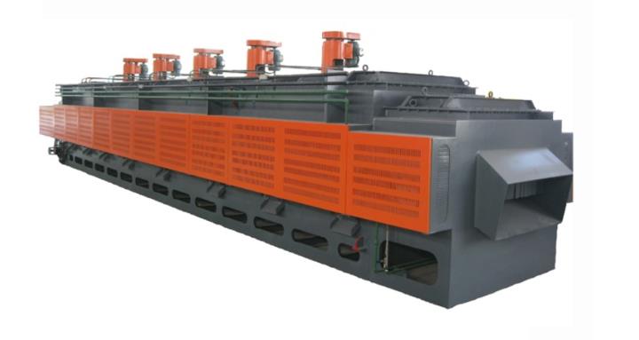 Continuous hot air mesh belt tempering furnace